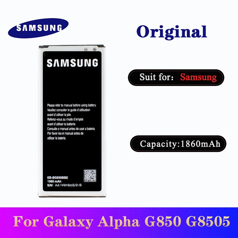 

SAMSUNG Original Replacement Battery For Samsung galaxy Alpha SM-G850F G8508S G8509V G850M EB-BG850BBE 1860mAh NFC batteria
