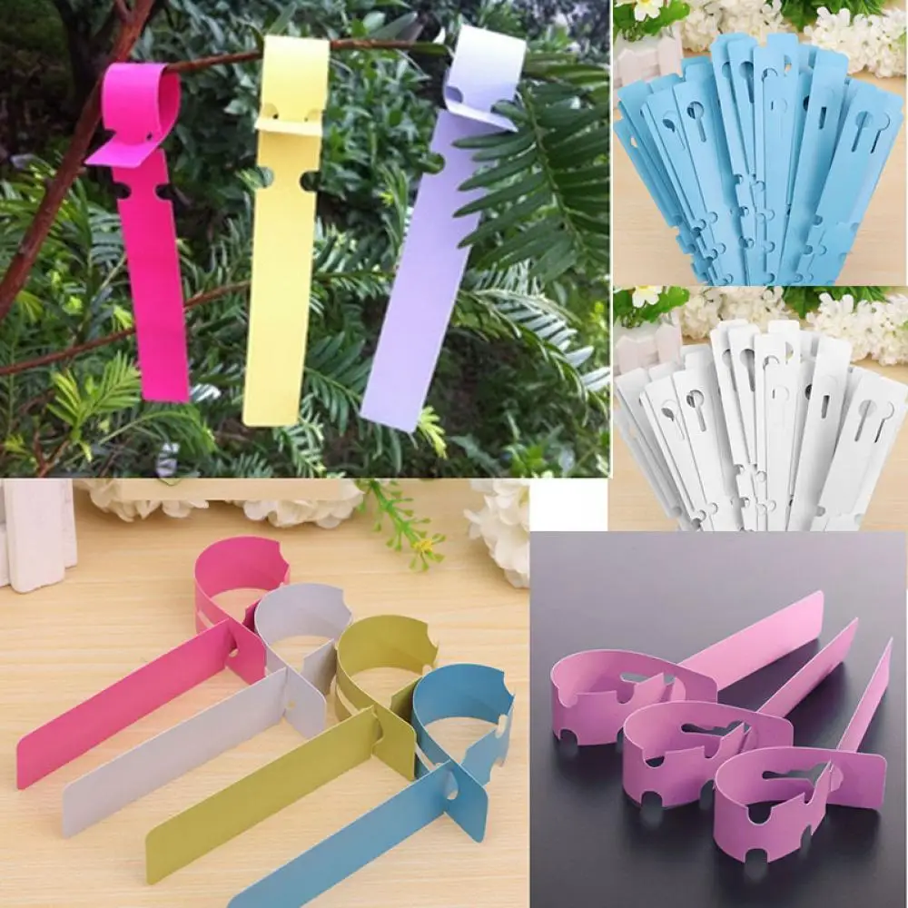 100 pcs Gardening PVC Tags Kindergarten Plant Tied Tag Markers Plastic Blank Display Seed Label Plant Pot Number Tree Ornament