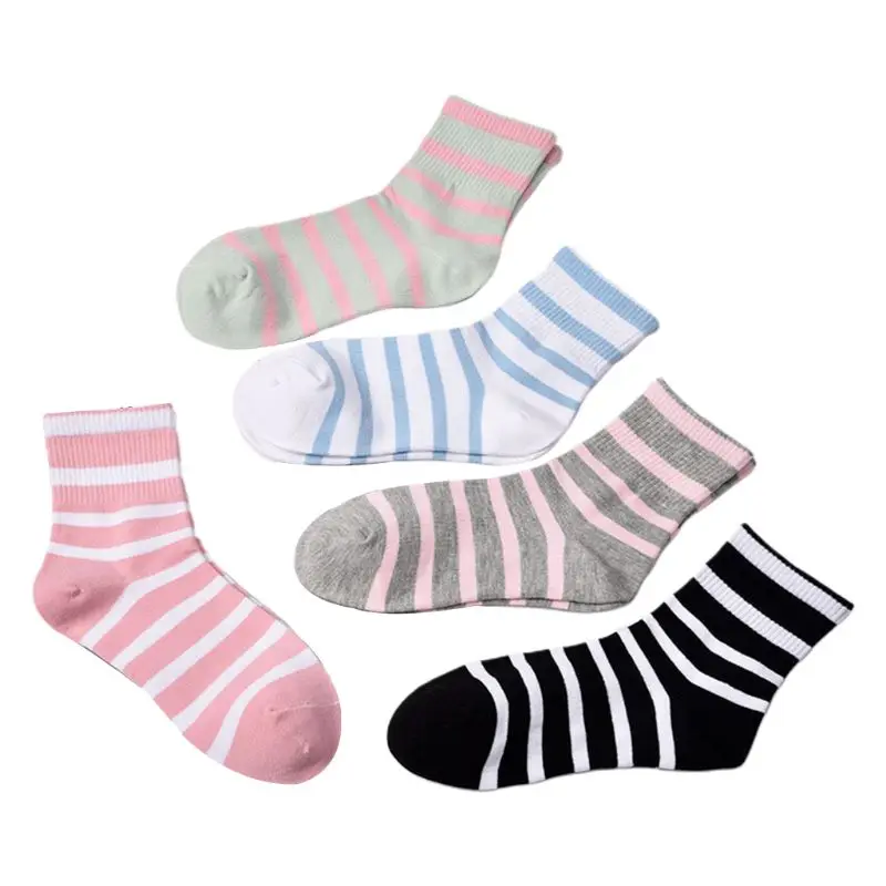 Модные милые корейские женские Носки ярких цветов в полоску, 5 пар, Осенние Чулочные изделия
