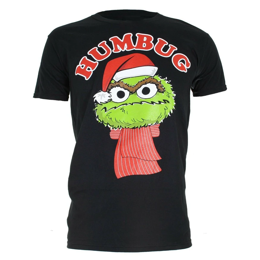 Muppets-Grouch Humbug-Мужская-Рождественский-подарок-Футболка-черный Бесплатная доставка