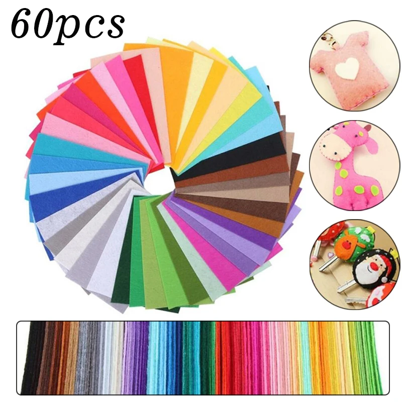 Soft Weaving Fabric Sheets 15*15cm DIY Creative Craft Weaving 60pcs Colorful Tool Part Kits Set