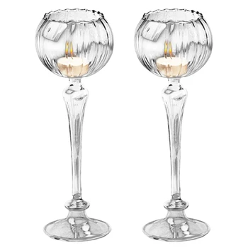 

Nodic Candlestick Holder Romantic Wedding Europea-style Glass Candle Holder Thanksgiving Candlesticks 2021 New Year Home Deco