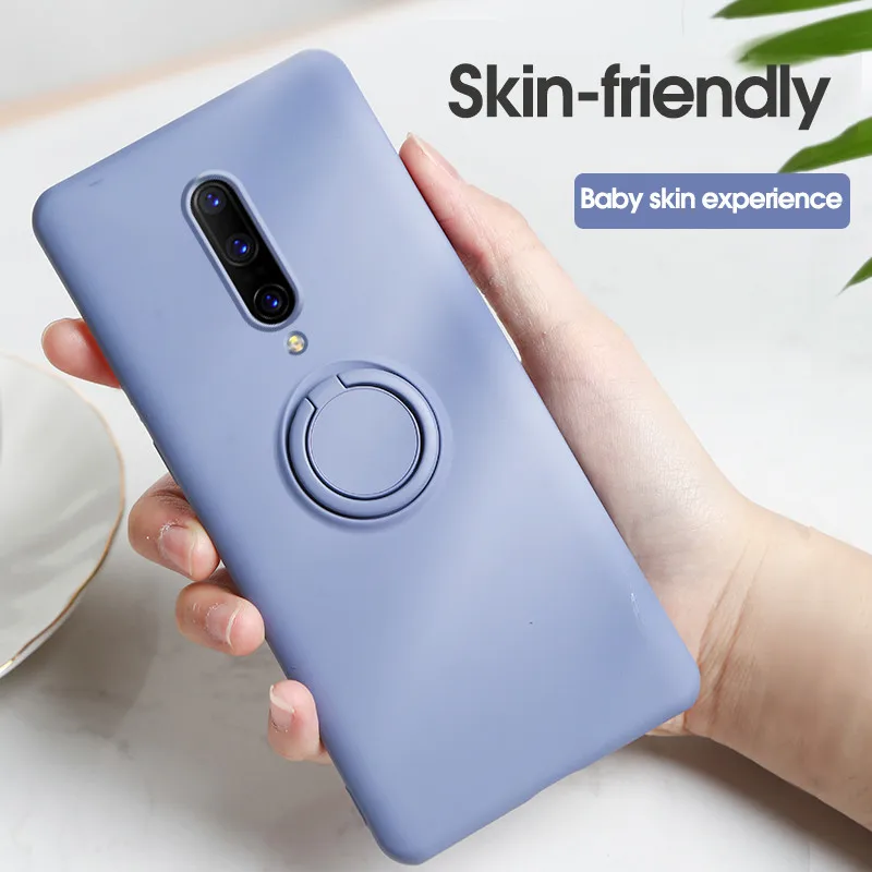 

Liquid Silicone Magnetic Soft Case Oneplus 7 Pro Funda Luxury Siliocne Car Holder Ring Stand Case For Oneplus 7 7 Pro Cover