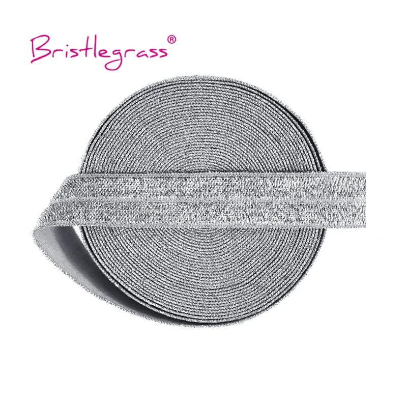 Silver Glitter Fold Over Elastic Bands - 5/8 Spandex Trim for Hair Accessories & Sewing Projects
