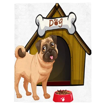 

Puppy Kennel Bones Board Cartoon Cute Spring and Autumn Soft Flannel Blanket Office Siesta Blanket Sofa Bed Blanket