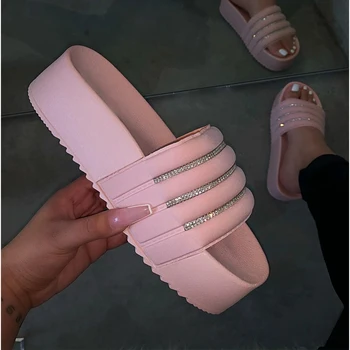 

Outdoor Wild Fashion Ladies Spring Summer/women Waterproof Platform Thick Bottom Rhinestone Slippers Candy-colored Beach Sandals