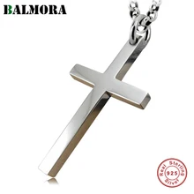 BALMORA Настоящее серебро 925 проба простой классический кулон в форме Креста с Иисусом для ожерелья для женщин и мужчин Христианский подарок Панк модные украшения