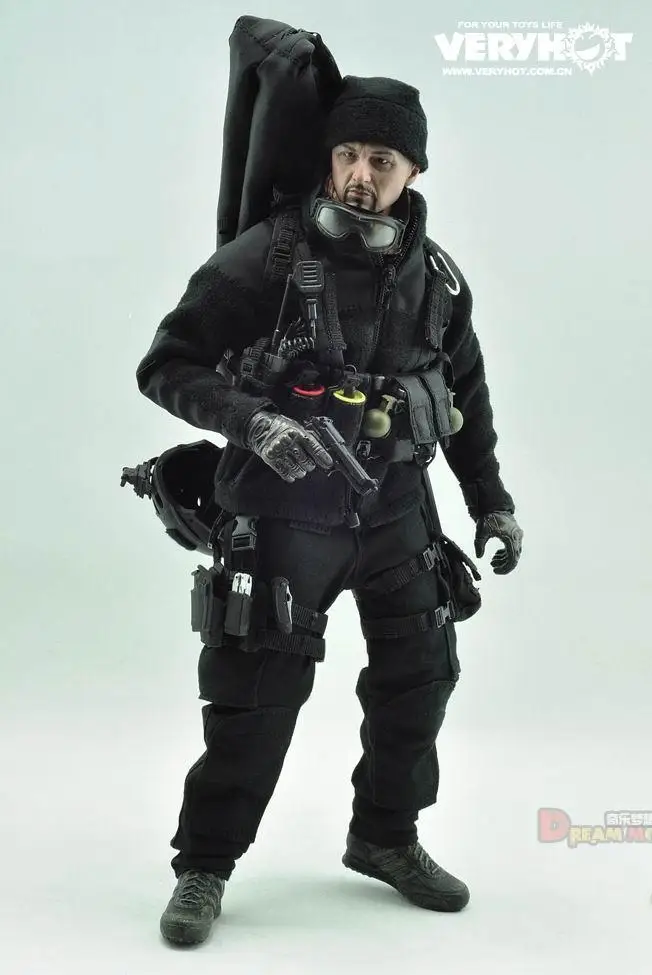 

VeryHot 1/6 Soldier Combat Clothes Suit Black Sniper Uniform Weapon Models Equipment For 12 Inches Figurine (no head body)