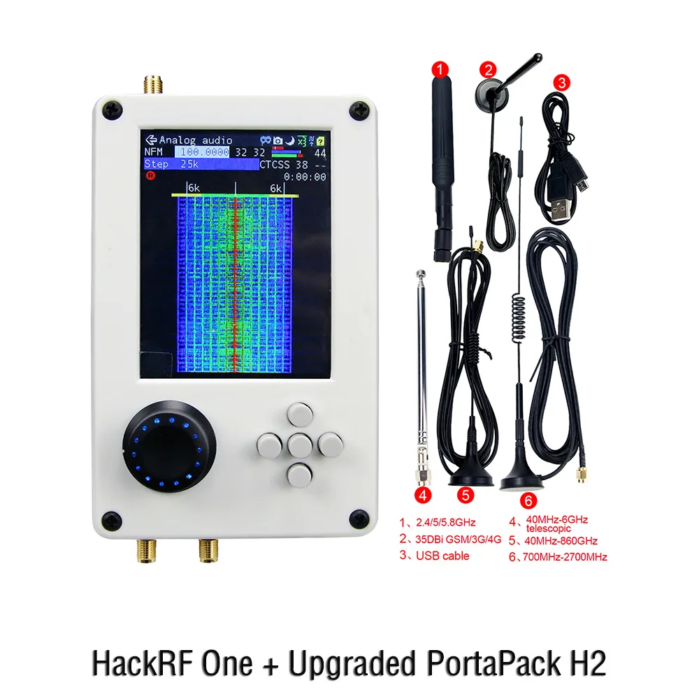 New SDR Raido HackRF One And PortaPack H2 0.5ppm TXCO Plastic Shell With Battery Inside Assembled Optional Antenna