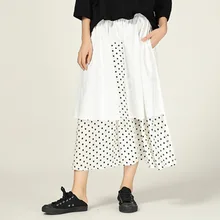 LANMREM, одноцветная, прошитая, волнистая, эластичная талия, свободная, плюс, Женская юбка, футболка, повседневная, дикая, модная,, осень, новинка, TV165