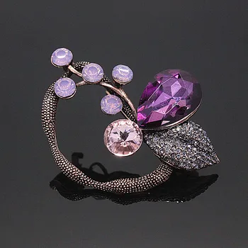 

Fashion Large Leaf Brooches For Women 2019 Vintage Original Purple Crystal Flower Men Brooch Pins Plant Jewelry Wholesale