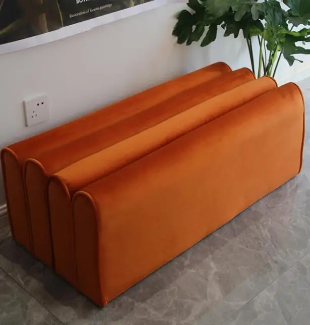Индивидуальный одинарный мягкий фланелевый бархатный табурет, подставка для ног, сменный табурет, стул для гостиной, комнаты, пуф, туалетное сиденье - Цвет: 100cm velvet orange