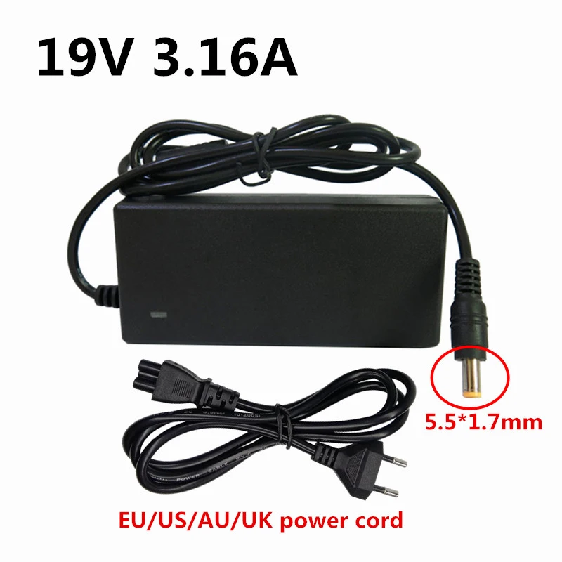 19V 3.16A DC Размер 5,5*1,7 мм 60W AC/DC адаптер питания зарядное устройство Универсальный адаптер питания EU US UK AU разъем для acer