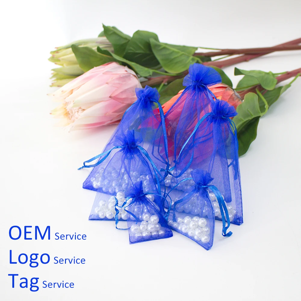 

20X30 25X35 30X40 35X50 Organza Bag For Jewelry Packing Drawstring Organza Pouch For Wig Lash Cosmetic 50Pcs Can Customized Logo