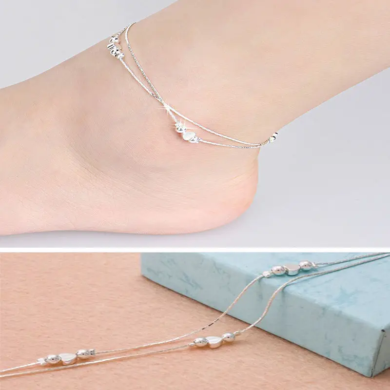 5pcs Women Multi-layered Heart Beaded Anklet Hemp Rope/bead Foot Chain Ankle Bracelet Barefoot Sandals Summer Jewelry | Украшения и