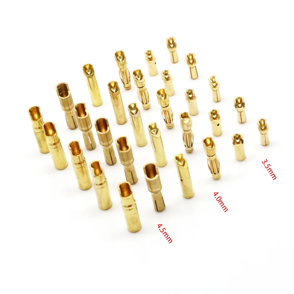 Lot 20 fiches banane mâle/femelle 3.5/4/4.5mm pour RC