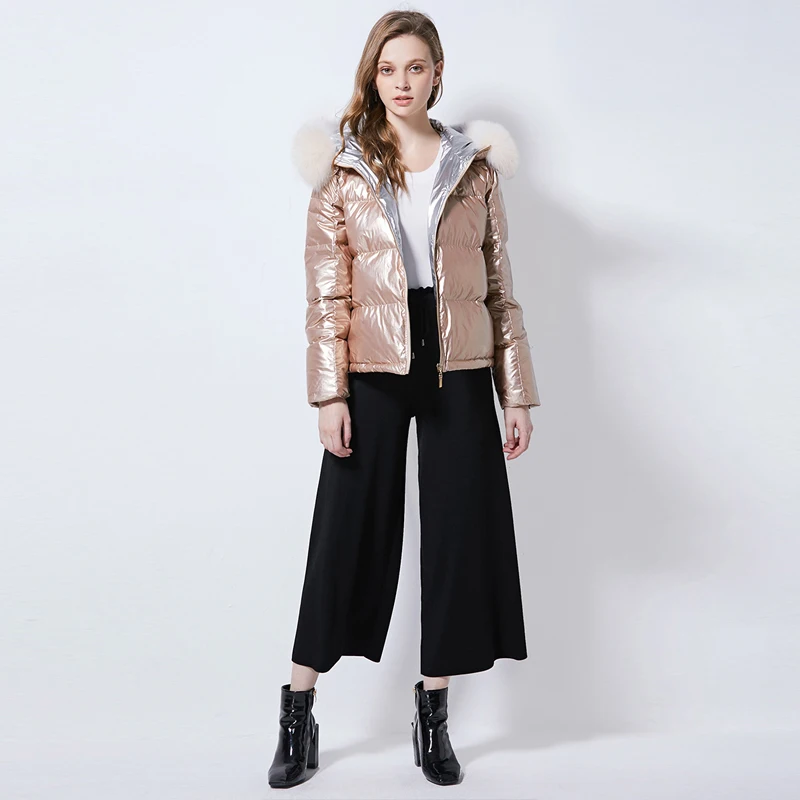 Real fur collar Down jacket Women Winter Hooded Loose Fashion Down coat Casual Thick warm Female Outwear Short YNZZU 9O065