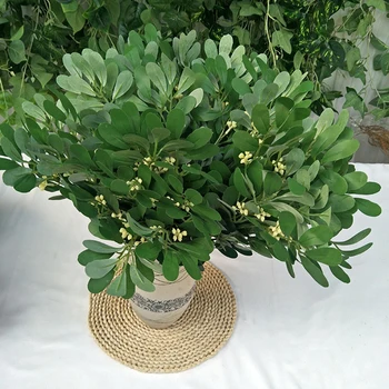 

New 5 Fork Green Jujube Leaves Simulation Silk Plant Home Desktop Decoration 54cm Artificial Plant Branch DIY Wedding Supplies