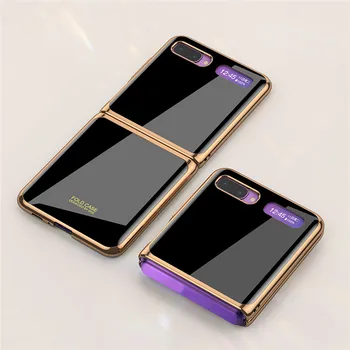 

Ultra-thin Tempered Glass Phone Case for Samsung Galaxy Z Flip Fold Phone Accessories Fashion Electroplated PC Phone Back Cover