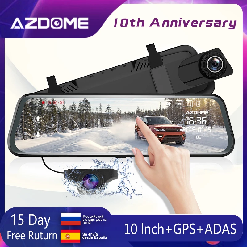 AZDOME PG02 10 \зеркальный видеорегистратор с gps потоковым медиа Полноэкранный сенсорный ADAS двойной объектив ночного видения 1080P + 720P Автомобильны... AZDOME PG02 10 \зеркальный видеорегистратор с gps потоковым медиа Полноэкранный сенсорный ADAS двойной объектив ночного видения 1080P + 720P Автомобильны...