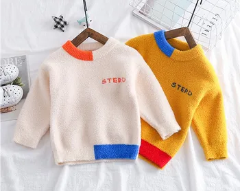

only sweater 1pc new 2019 autumn thick warm fashion style patchwork boys sweater kids spring autumn clothing