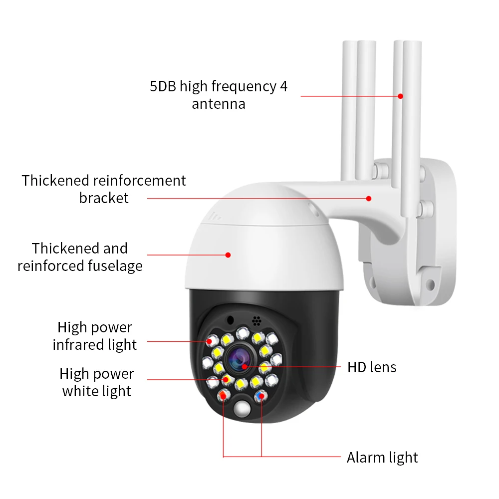 1080P облако Wi-Fi PTZ камера Открытый 2MP Авто слежение Домашняя безопасность ip-камера 4X цифровой зум скорость купольная камера с сиреной светильник