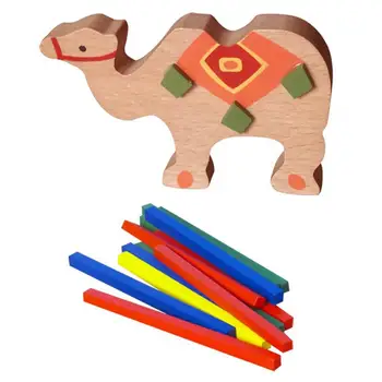 

Kids Balancing Blocks Toy Wooden Elephant Camel Animal Balancing Stack Colorful Block Development Educational Toys For Kids