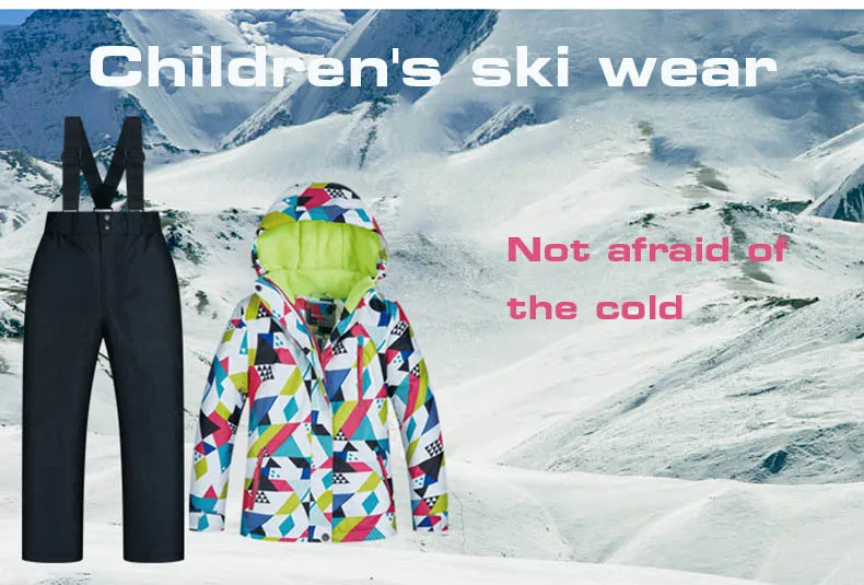 Лыжный костюм для девочек и мальчиков, зимняя ветрозащитная Водонепроницаемая супер теплая детская зимняя куртка, комплект со штанами, детские костюмы для катания на сноуборде и лыжах
