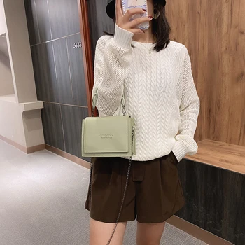 

Women PU Chain Small Square Shoulder Handbag Youth Ladies Simple Versatile Bag Fashion Solid Color Messenger Bag
