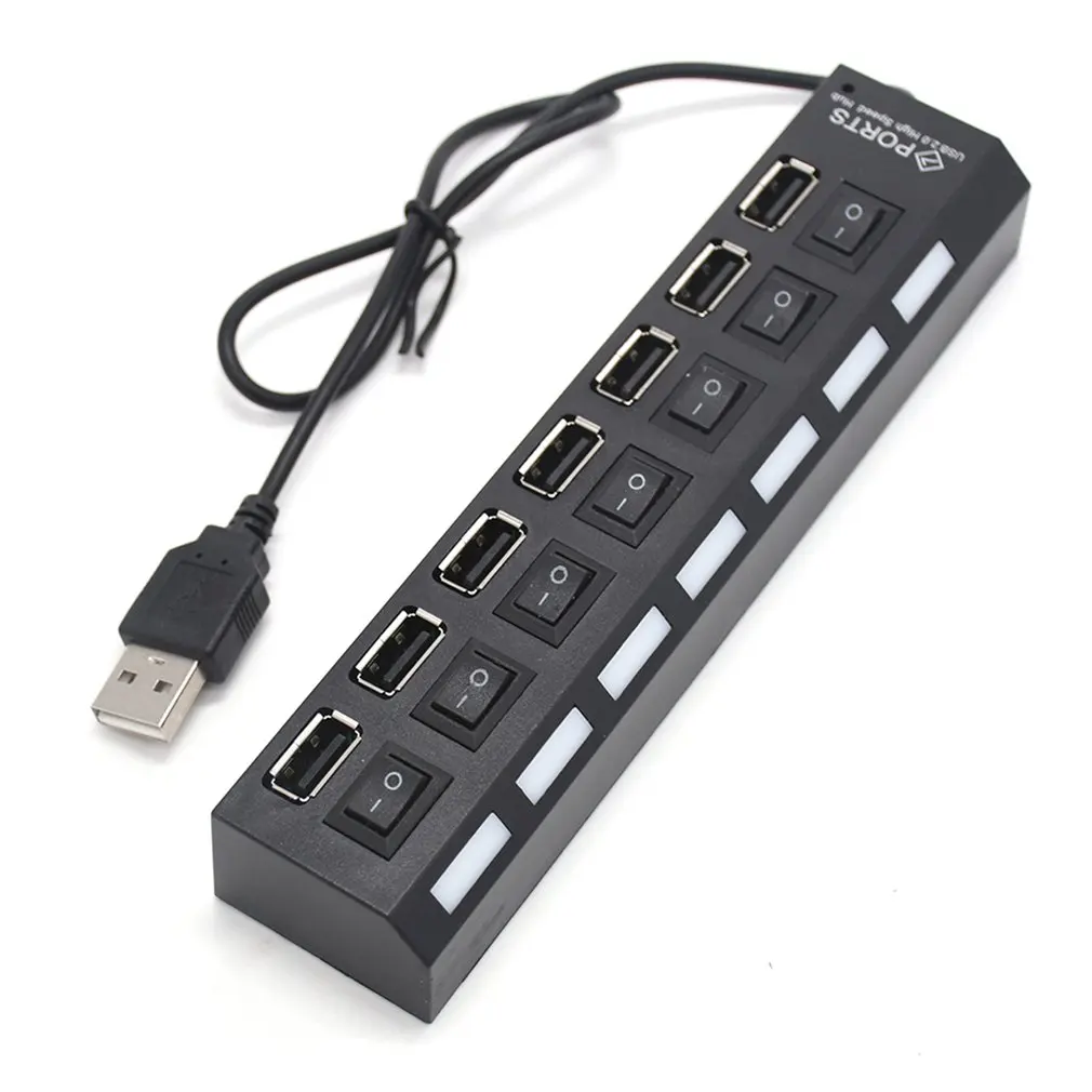 USB 3,0 концентратор 2,0 концентратор Мульти USB разветвитель 7 портов расширитель несколько USB 3 концентратор с адаптером питания USB3.0 концентратор с переключателем