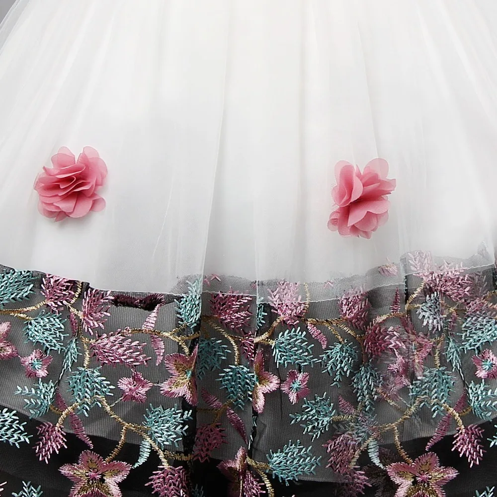Милое нарядное платье принцессы для маленьких девочек; детское кружевное Пышное нарядное платье для девочек с цветочным узором; Свадебная вечерняя одежда для девочек