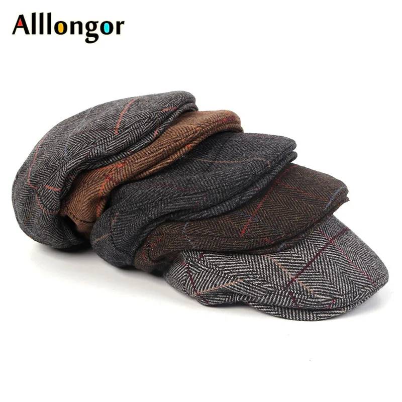 Winter 2021 Beret Homme Peaky Blinder Tweed boina vintage plaid Cotton sombrero hombre Earflaps Newsboy Caps Dad mens berets mens barrette hat