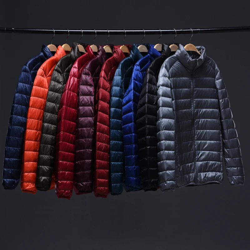 Winter Jacket Man Ultra Light Down Jackets Men Winter Coat Ultralight Portable Stand Collar Down Parkas Windproof Overcoat 6XL