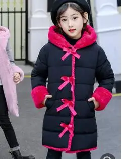 Новое модное зимнее пальто с искусственным мехом для девочек, куртки, теплая парка, детская одежда для малышей, детская утепленная Вельветовая одежда-30 - Цвет: black