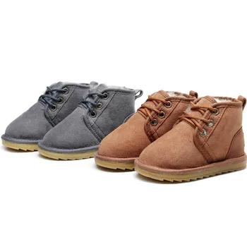 

Nature sheepskin Warm Kids Snow Boots For Children New Toddler Winter Child Shoes Non-slip Flat Round Toe Girls Baby Boots