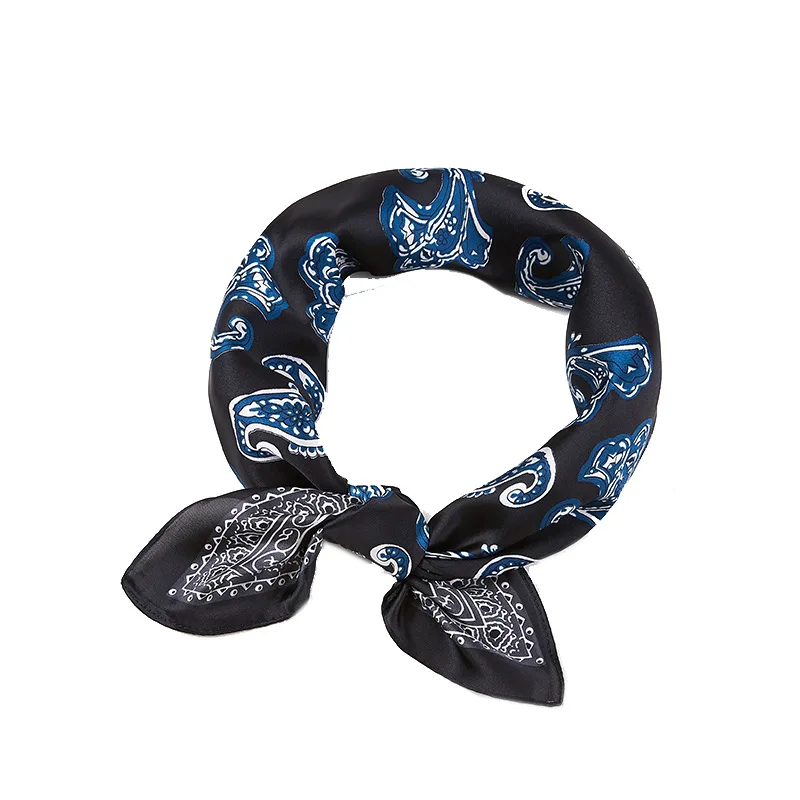 Kerchief Hair Scarf For Women Bandana for Head Paisley Print Silk Satin Bag Scarfs 60cm*60cm Square Neck Scarves For Ladies