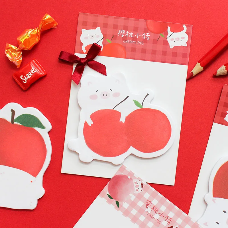 

30 Pages/pack Kawaii Fruit And Animals Cat Duck Pig Sticky Note Memo Pad School Office Supply Notepad Student Stationery