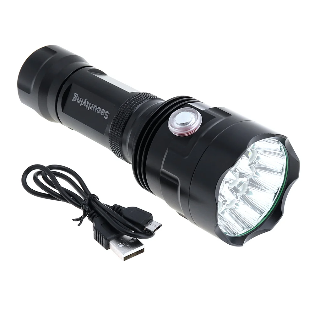 SecurityIng Super Bright 16x XM-L T6 LED 7200Lumens Flashlight Torch with 6 Modes Light Support USB charging for Outdoor