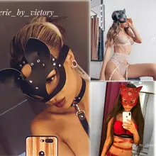 Костюм унисекс для косплея маска для лица полуглаза маска для лица Кошка Косплей сексуальный костюм реквизит для взрослых ПВХ SM маска для взрослых