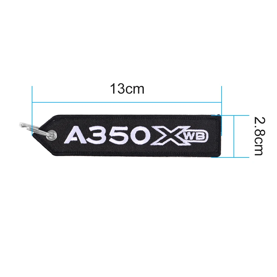 Black AIRBUS A350 Keychain Double-sided Embroidery Aviation Key Ring Chain for Aviation Gift Phone Strap Lanyard A350 Keychains (6)