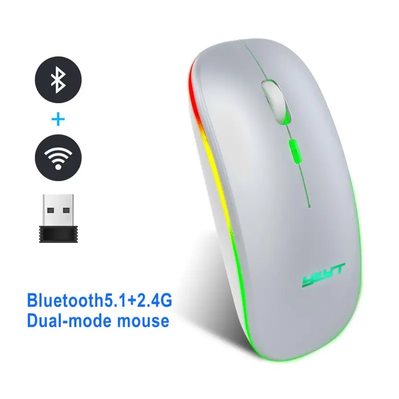 Бесшумная Bluetooth 5 1 Двухрежимная беспроводная мышь с зарядкой бесшумная 2 4G 1600 DPI 500