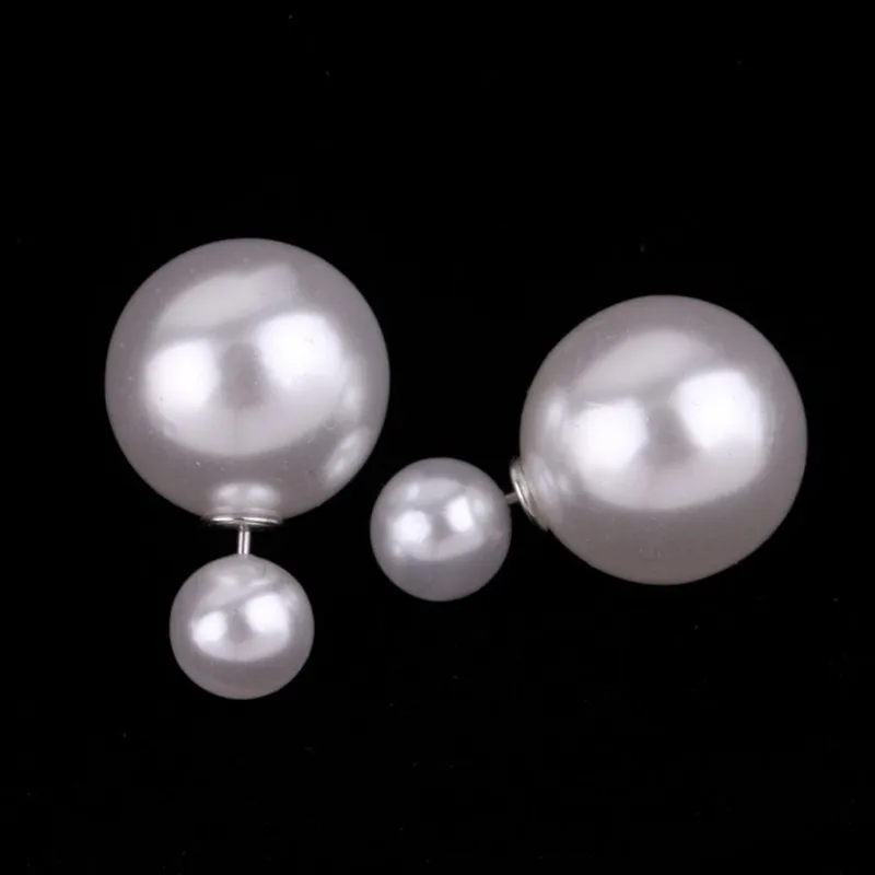 

Silver 925 Jewelry Sterling Double Pearl Earrings Popular Women Big And small pearl Ear Studs Various Ways Of Wearing