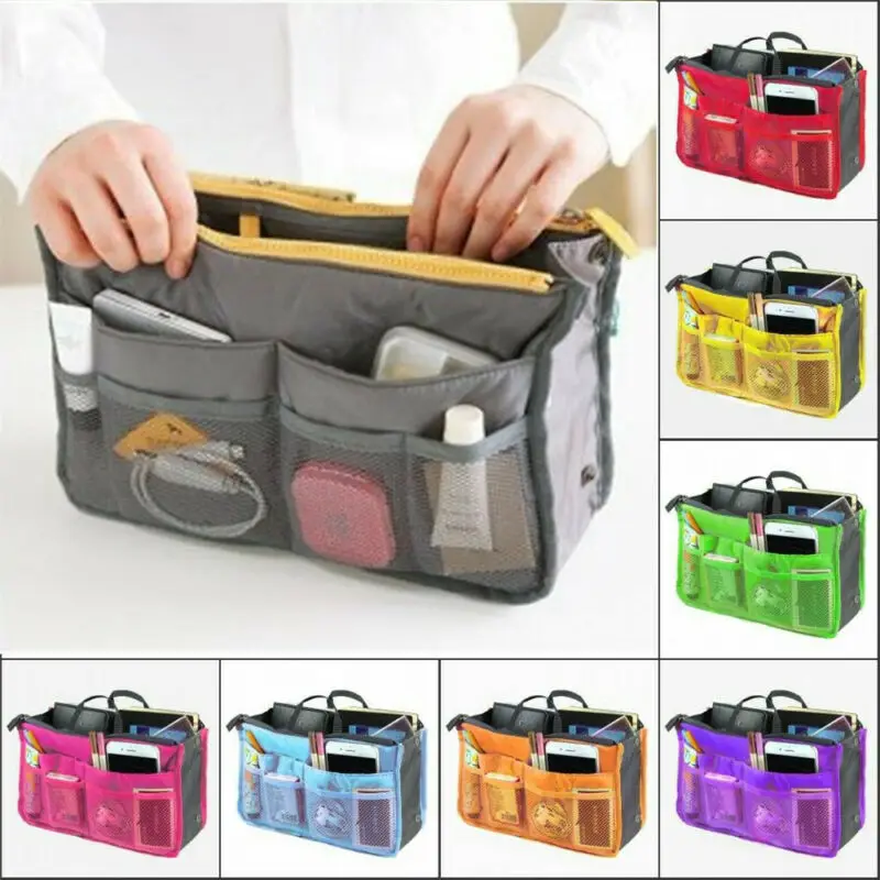 7 Colours Organizer Insert Liner Travel Bag Organizer Large Purse Ladies Cosmetic Women Cosmetic Bags Ladies Travelling Bags