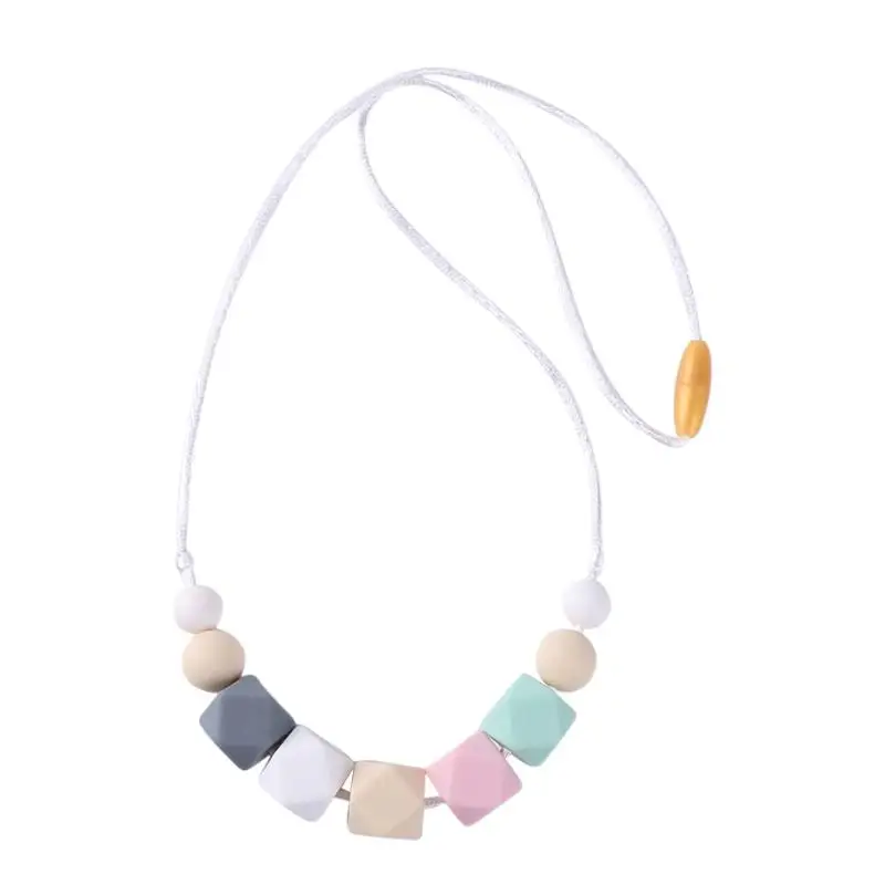 Most effective  Wooden Teether Necklace Silicone Chewing Beads Teething Training Pendant Toys Baby Nursing Tools Ki