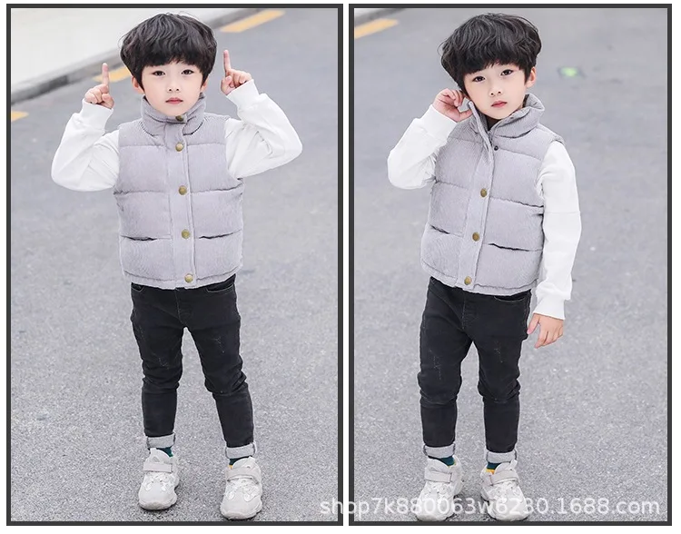 Новинка года, одежда для маленьких мальчиков и девочек осенне-зимняя модная теплая хлопковая жилетка в Корейском стиле для детей возрастом от 2 до 12 лет