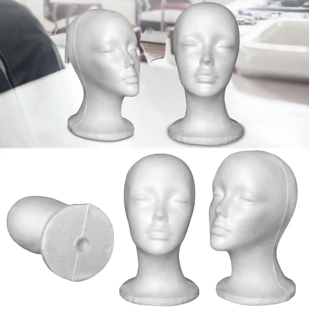 

Female Styrofoam Mannequin Head Model Headwear Wigs Caps Glasses Display Stand