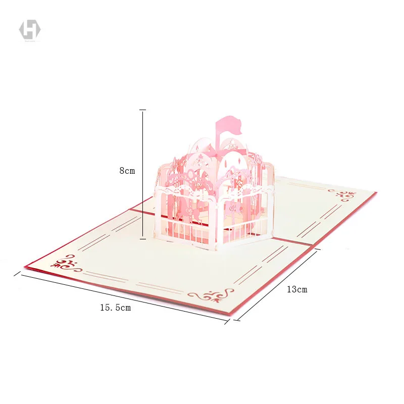  10pcs 15.5X13CM 3d laser cut merry-go-round party favors wedding invitation baby shower invitations - 33054572379