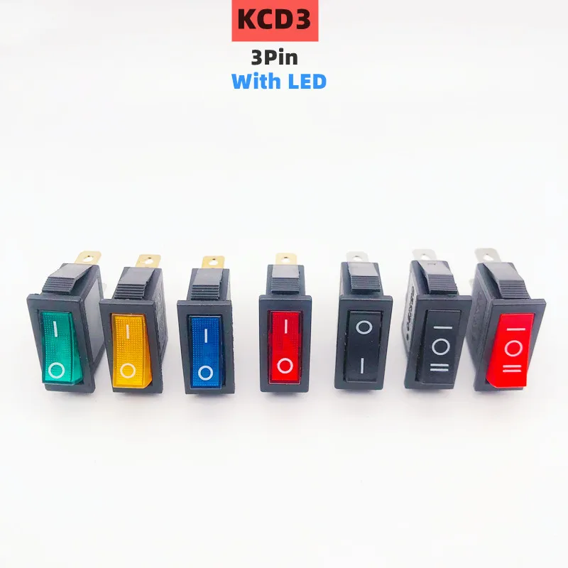 KCD3-interruptor basculante de 2 posiciones, equipo eléctrico de 3 pines con interruptor de encendido y apagado de luz 16A 250VAC/ 20A 125VAC para el hogar/la industria