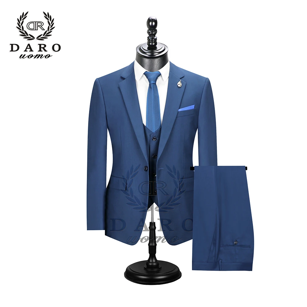 Даро мужские костюмы Slim Fit пиджак брюки жилет для работы в деловом стиле и для свадьбы комплект из 3 предметов DR6158