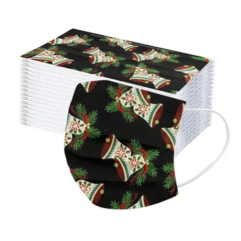 

10/30/50PCS Christmas Mask Disposable Face Mask Child 3-layer Breathable Dustproof Protective Kids Mask Navidad Fast Deliver